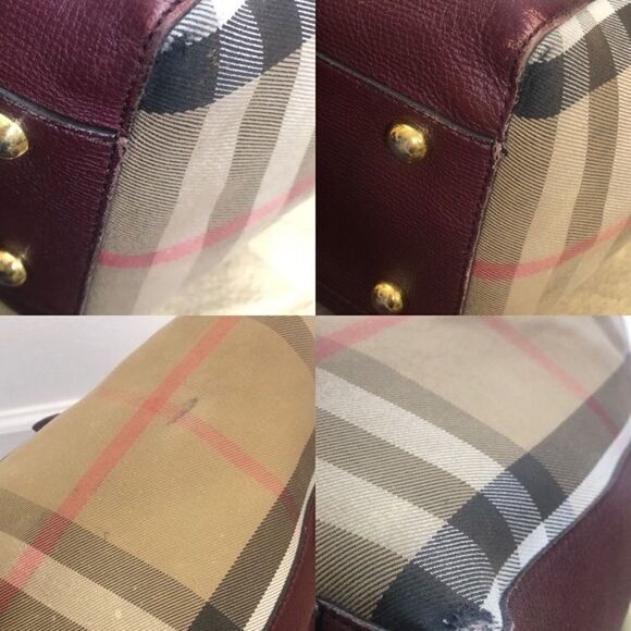 Burberry Canterbury Mahogany Tote Satchel Bag Purse Nova Check Print Burgundy - Picture 8 of 15
